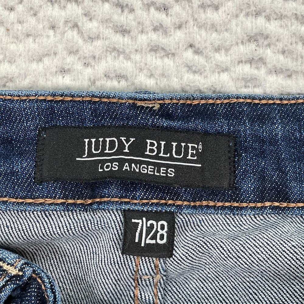 Judy Blue Flare Jeans Women's Size 7 (Fits 28X32) "Why Oh Wyoming" Tummy Control - Picture 2 of 7